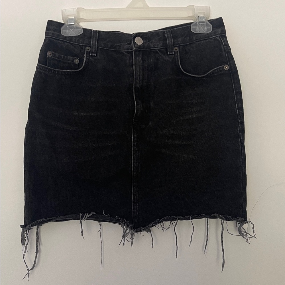 & Other Stories Black Raw Hem Denim Skirt